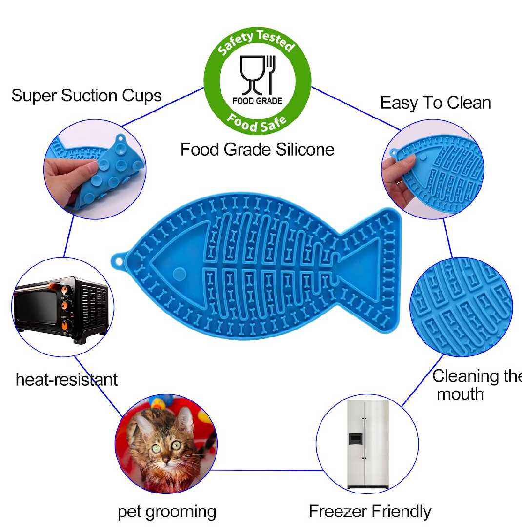 Blue Fish Shape Silicon Lick Mat5