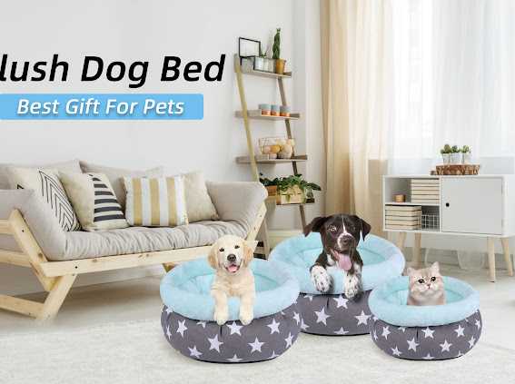 Medium Round Plush Bed Star Print5