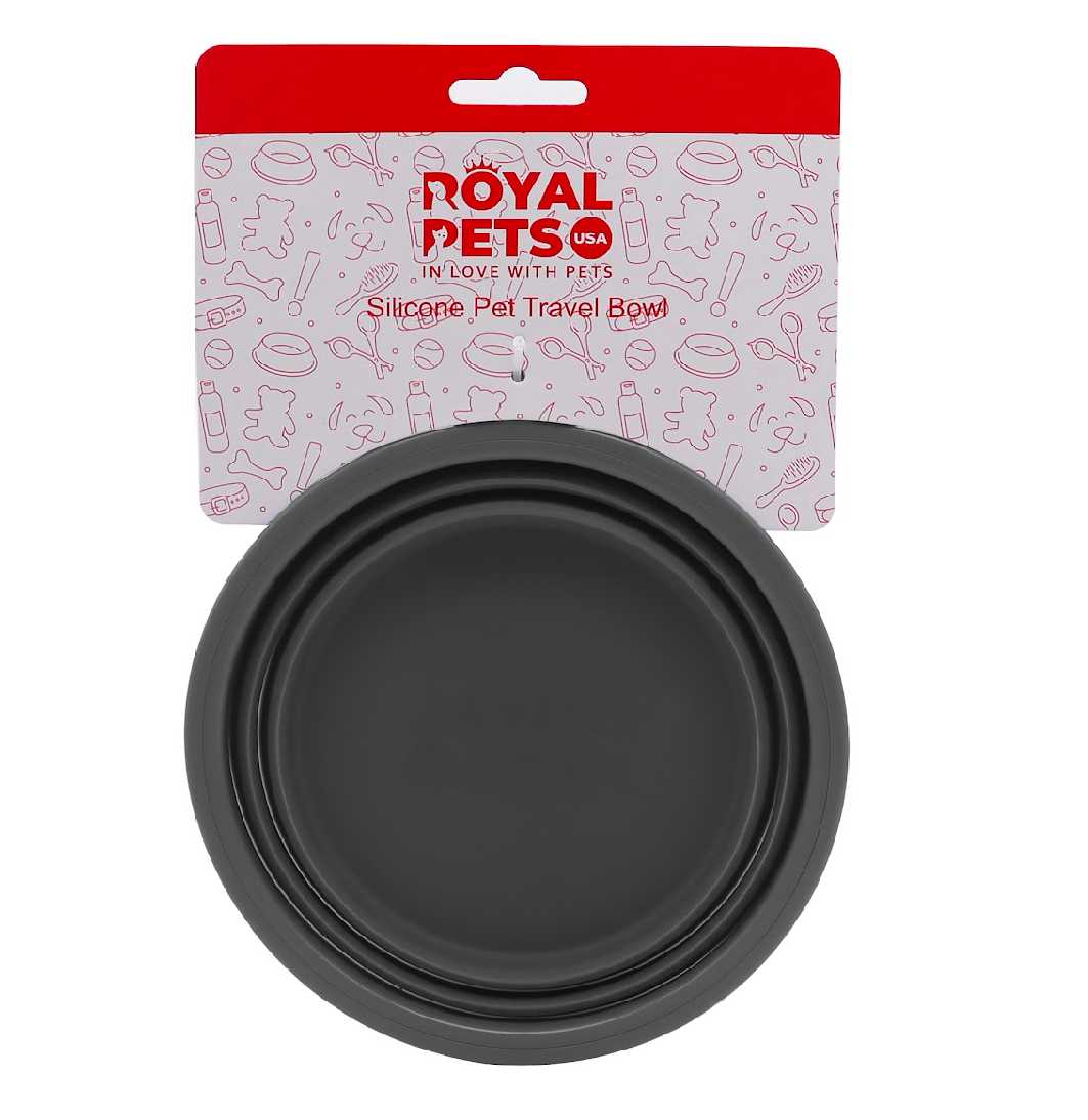 Grey 650ml Collapsible Silicone Pet Travel Bowl0