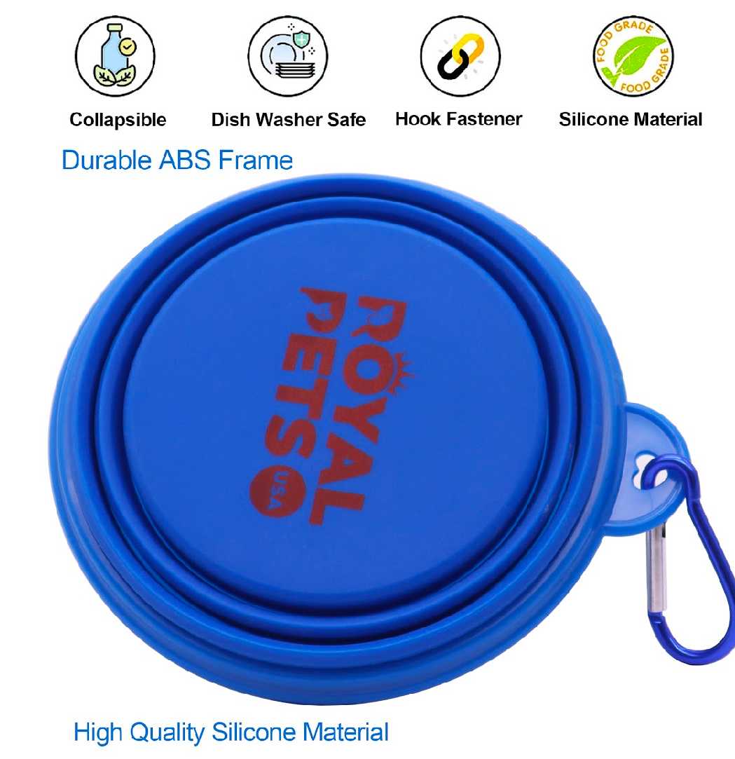 Blue 350ml Collapsible Silicone Pet Travel Bowl3