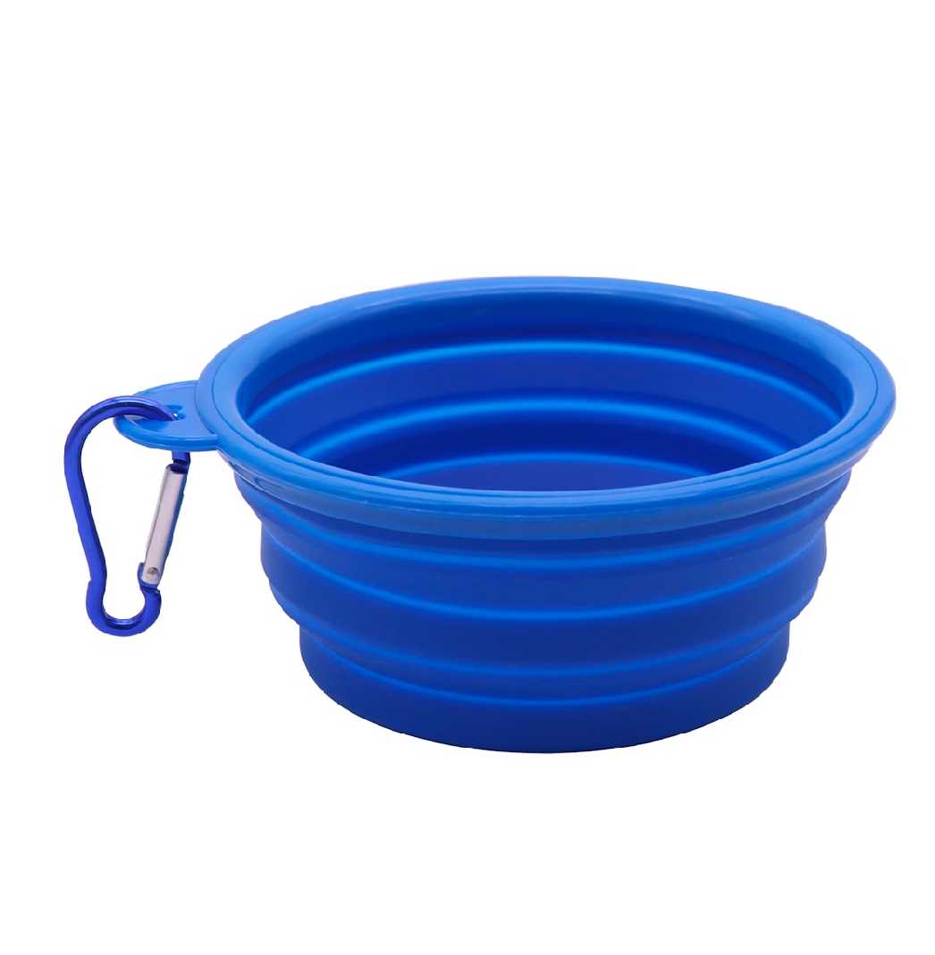 Blue 650ml Collapsible Silicone Pet travel bowl2