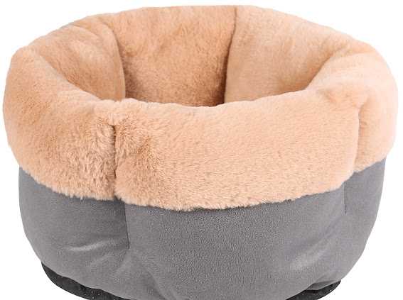 Small Round Plush Bed Solid Print