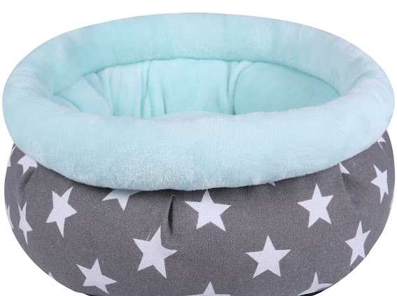 Small Round Plush Bed Star Print