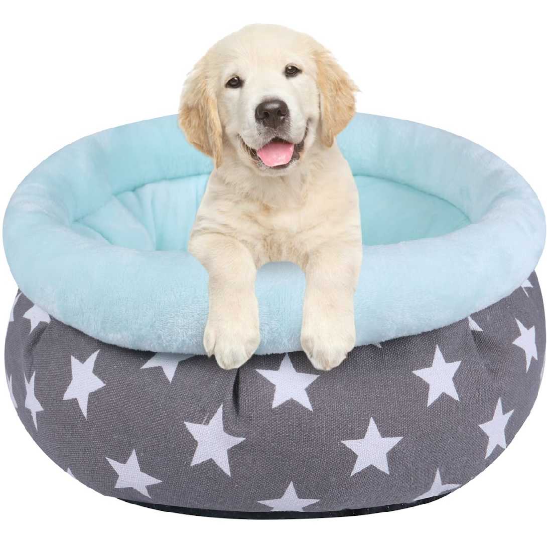 Medium Round Plush Bed Star Print