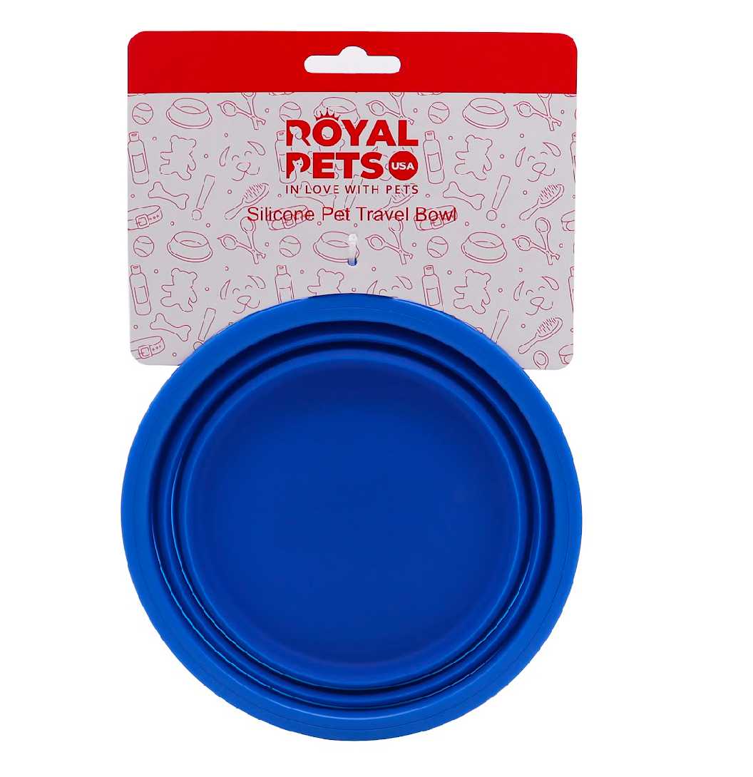 Blue 350ml Collapsible Silicone Pet Travel Bowl