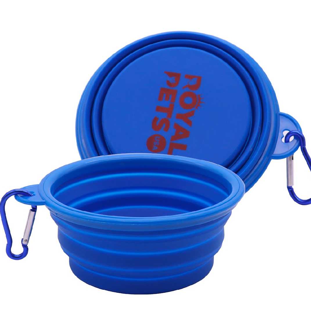 Blue 650ml Collapsible Silicone Pet travel bowl