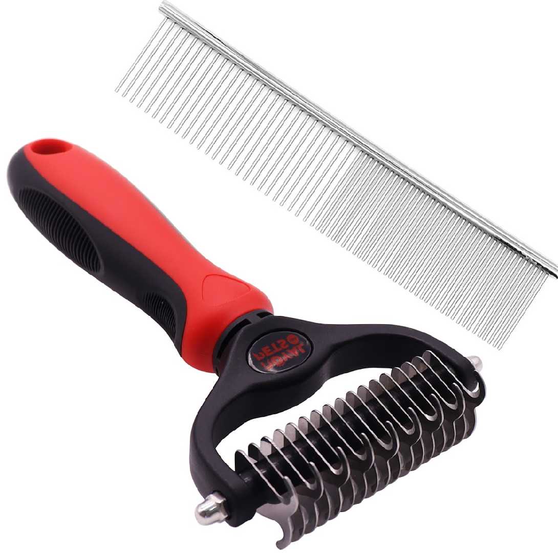 Pet Dematting Tool With Comb Double Sided 17+9 Teeth