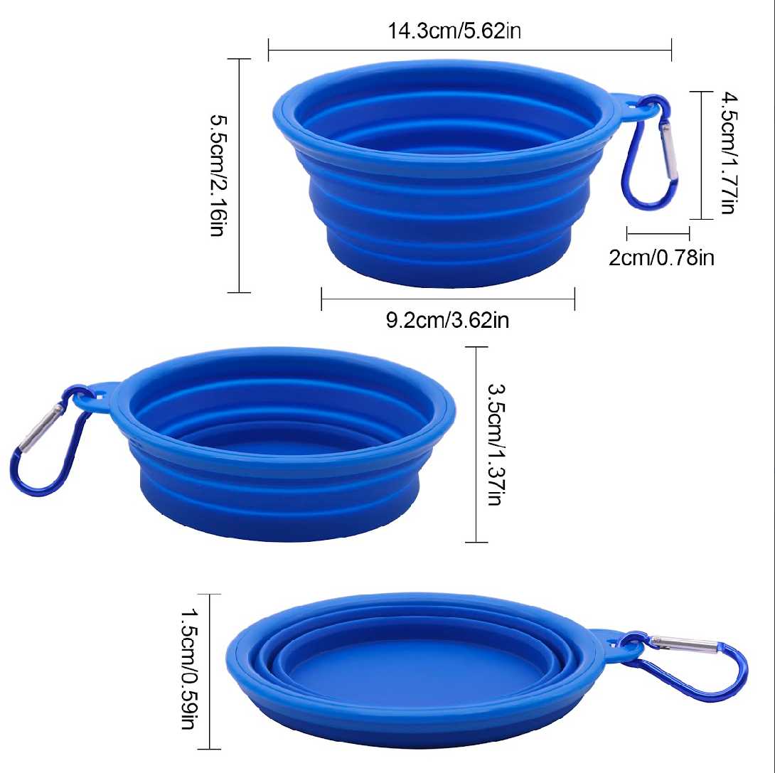 Blue 350ml Collapsible Silicone Pet Travel Bowl7