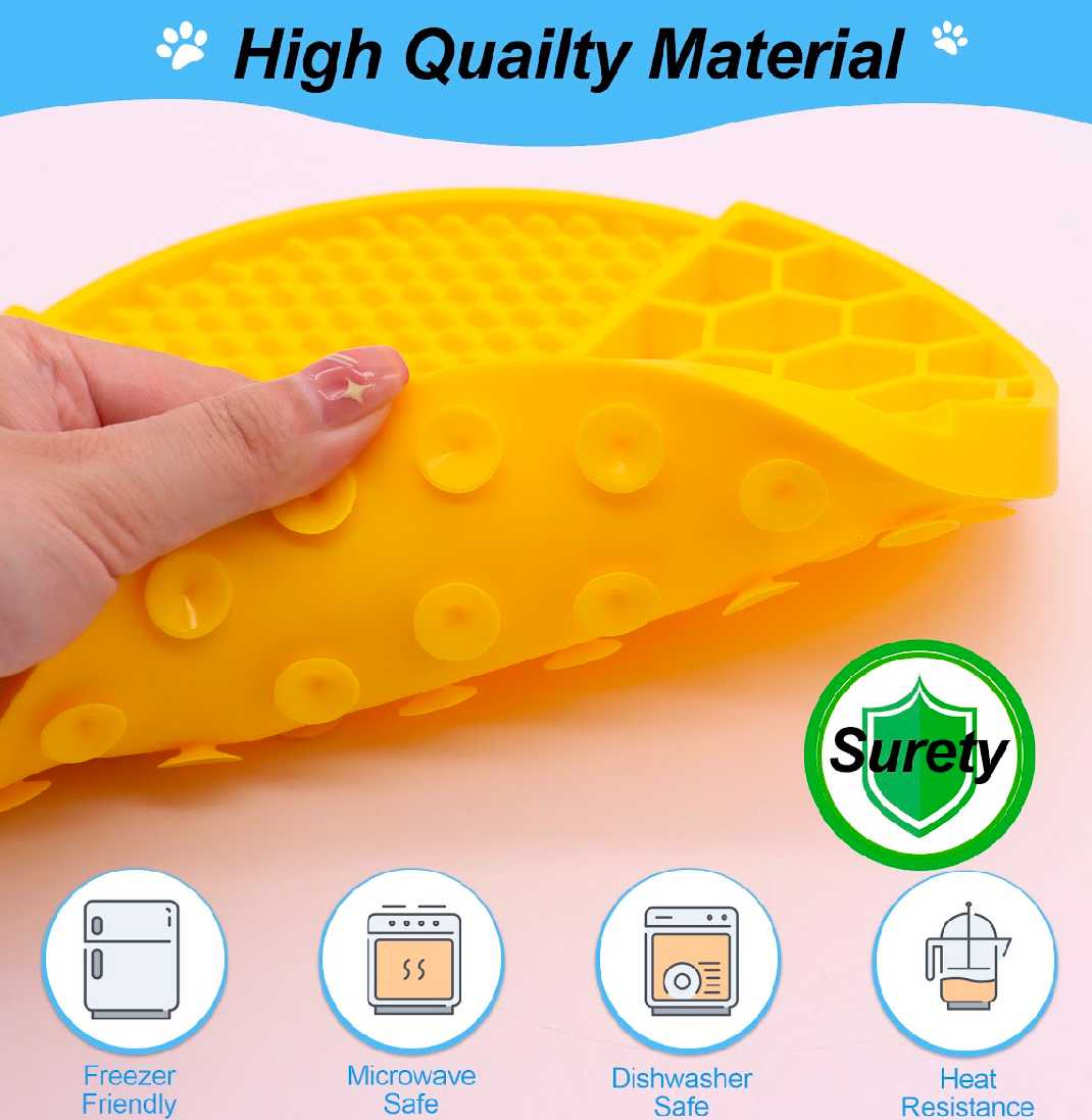 Yellow 2 in 1 Slow Lick And Food Mat4