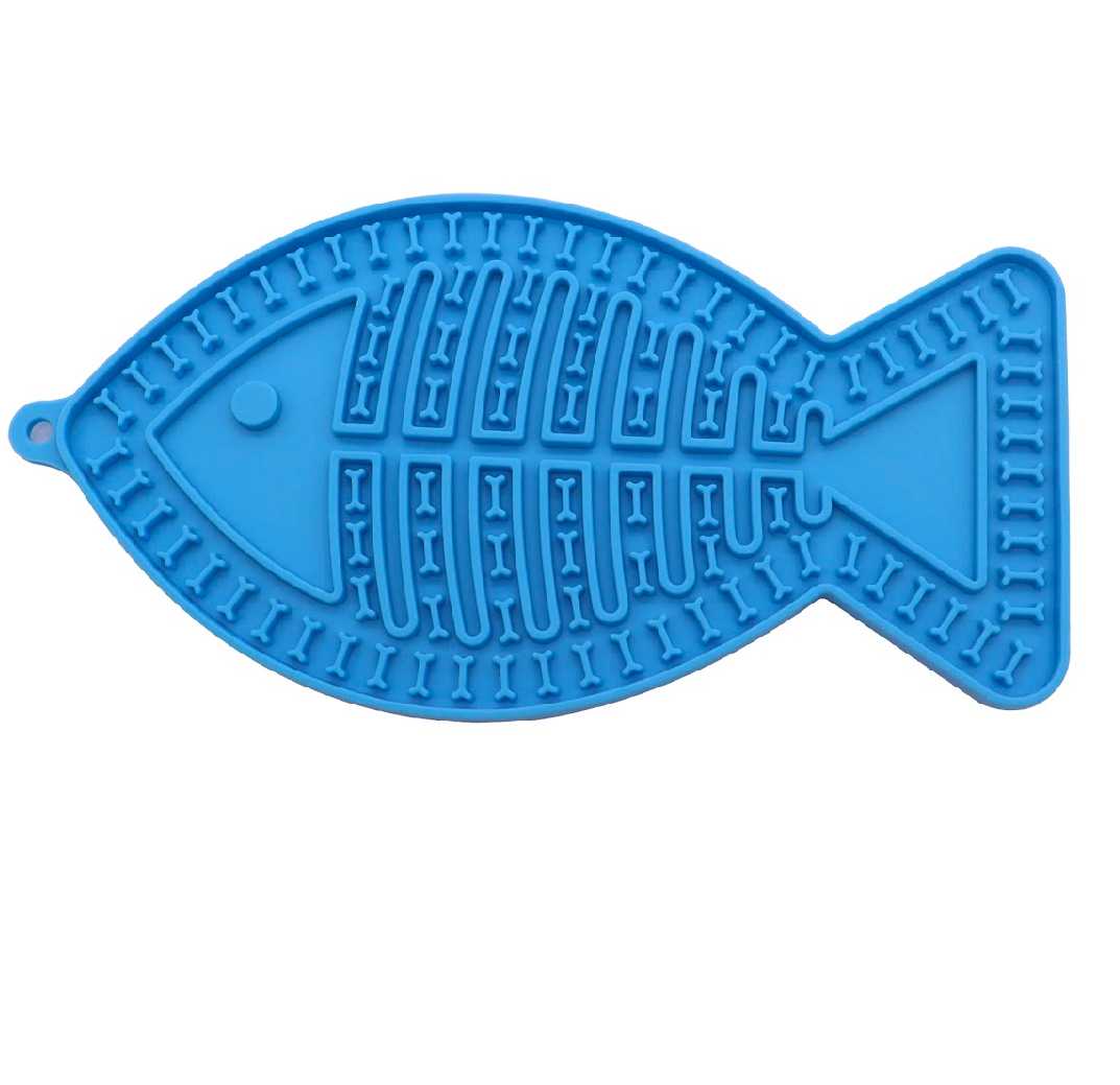 Blue Fish Shape Silicon Lick Mat0