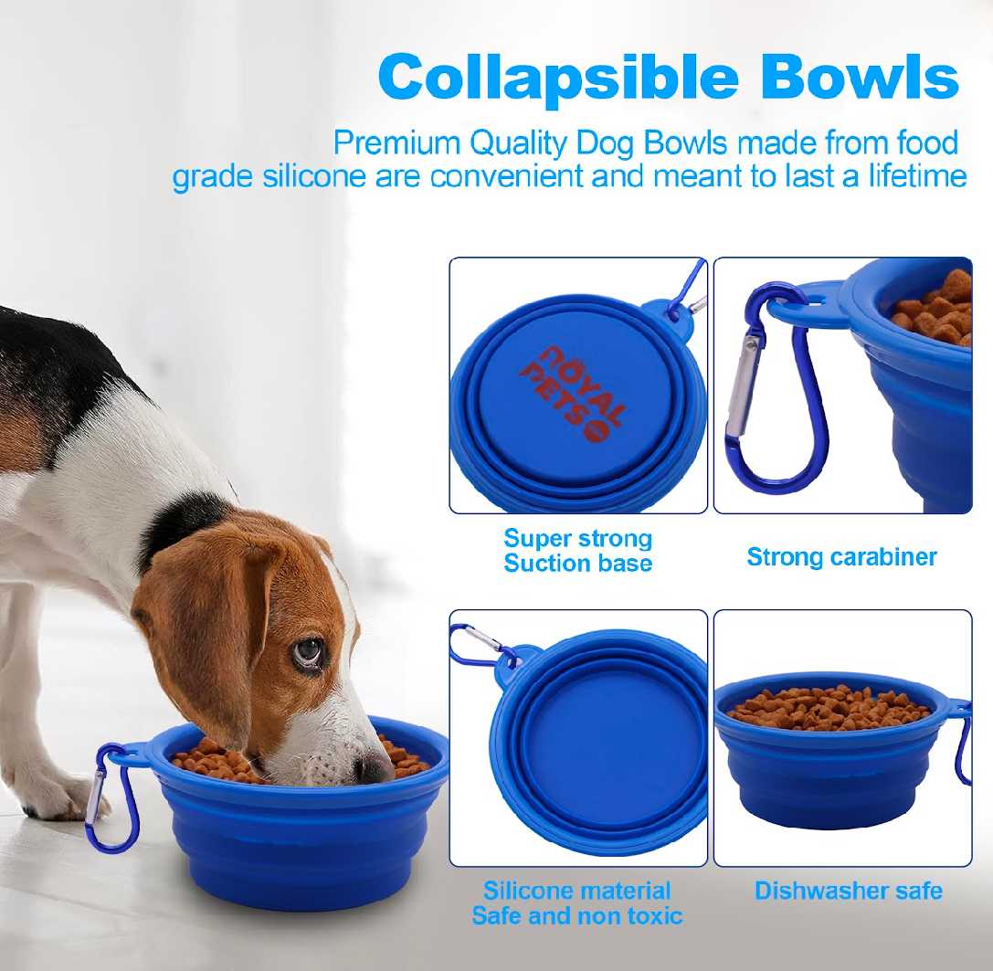 Blue 350ml Collapsible Silicone Pet Travel Bowl4