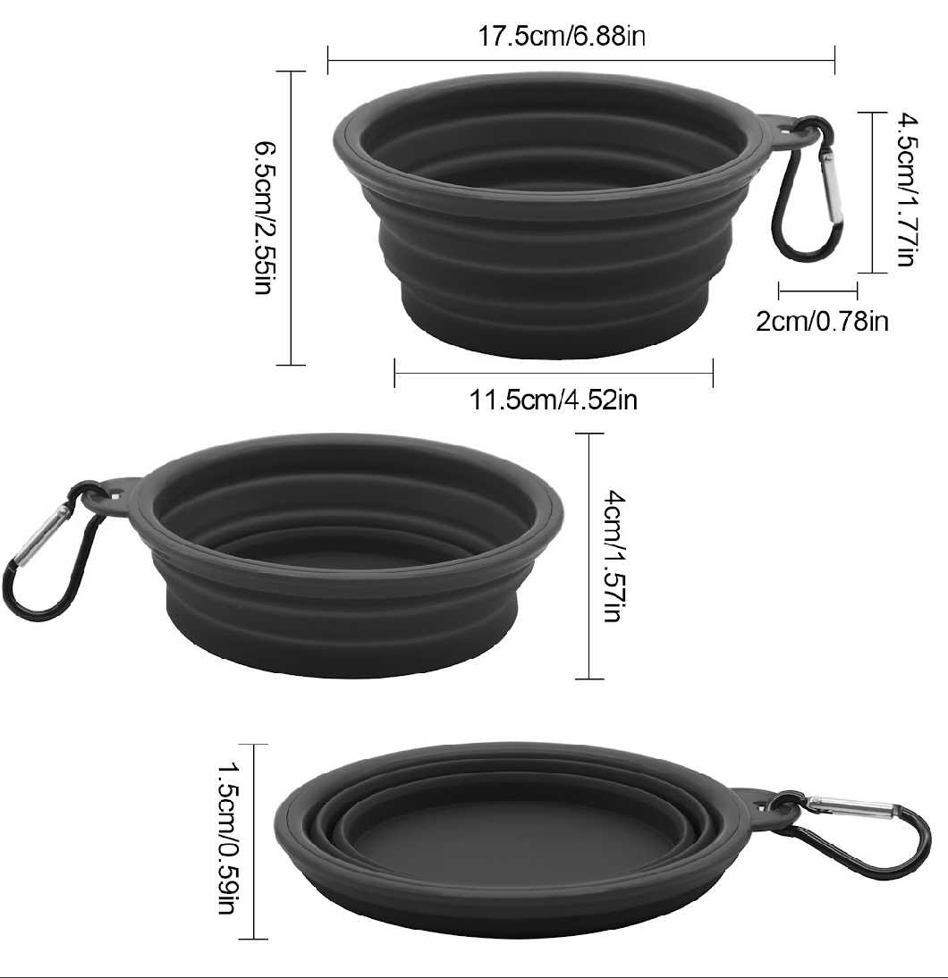 Grey 650ml Collapsible Silicone Pet Travel Bowl7