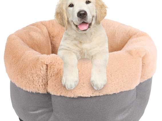 Small Round Plush Bed Solid Print12