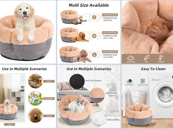 Medium Round Plush Bed Solid Print3