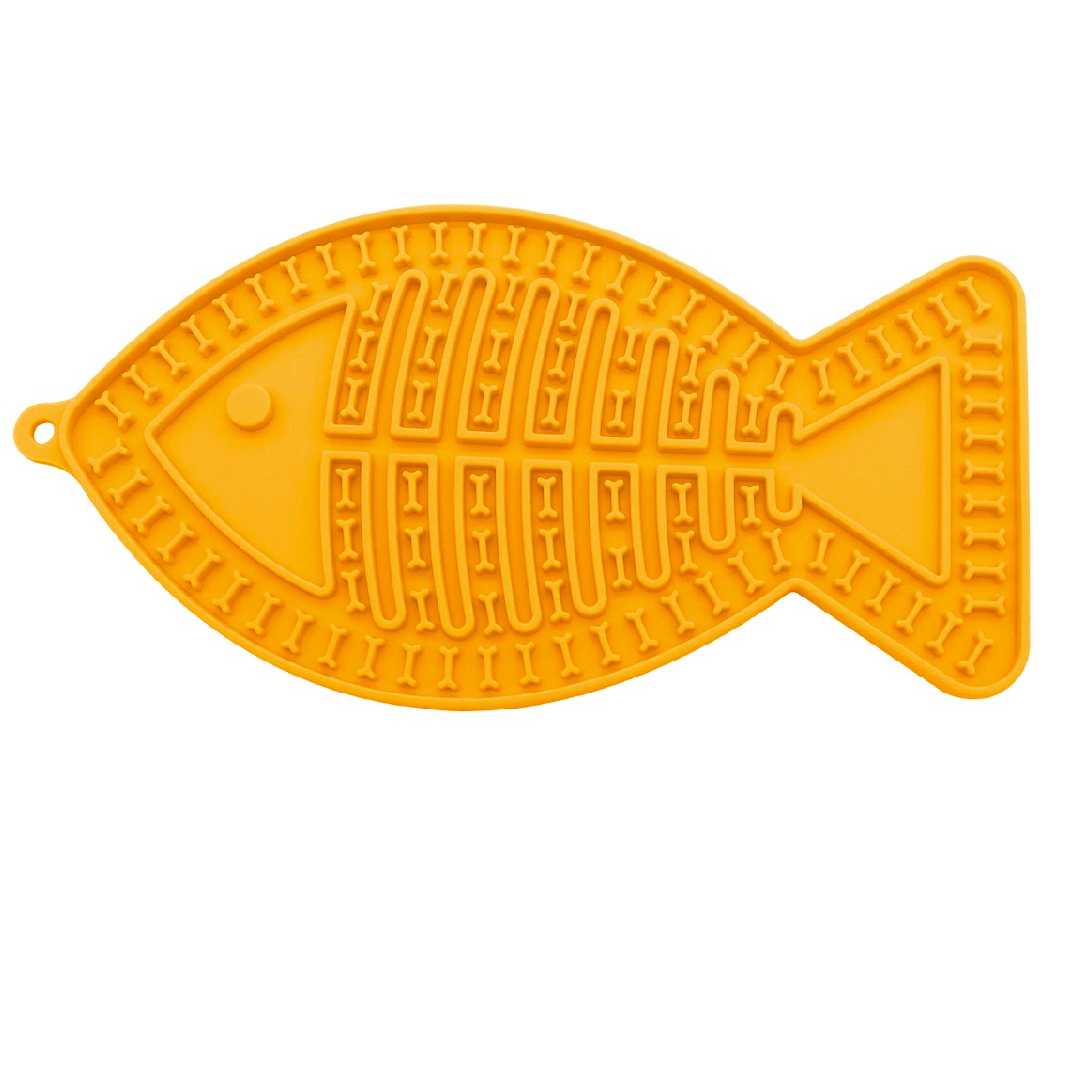 Yellow Fish Shape Silicon Lick Mat0