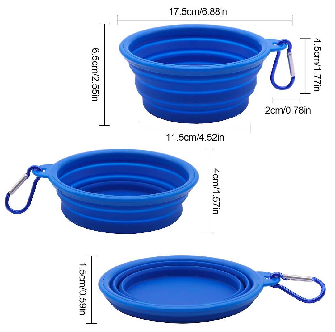 Blue 650ml Collapsible Silicone Pet travel bowl8