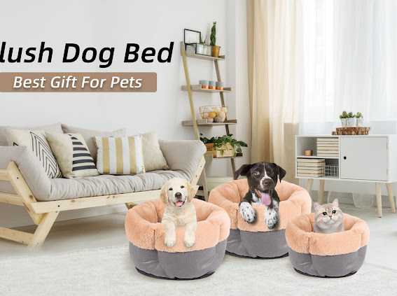 Medium Round Plush Bed Solid Print9