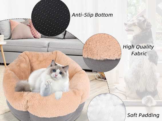 Small Round Plush Bed Solid Print6